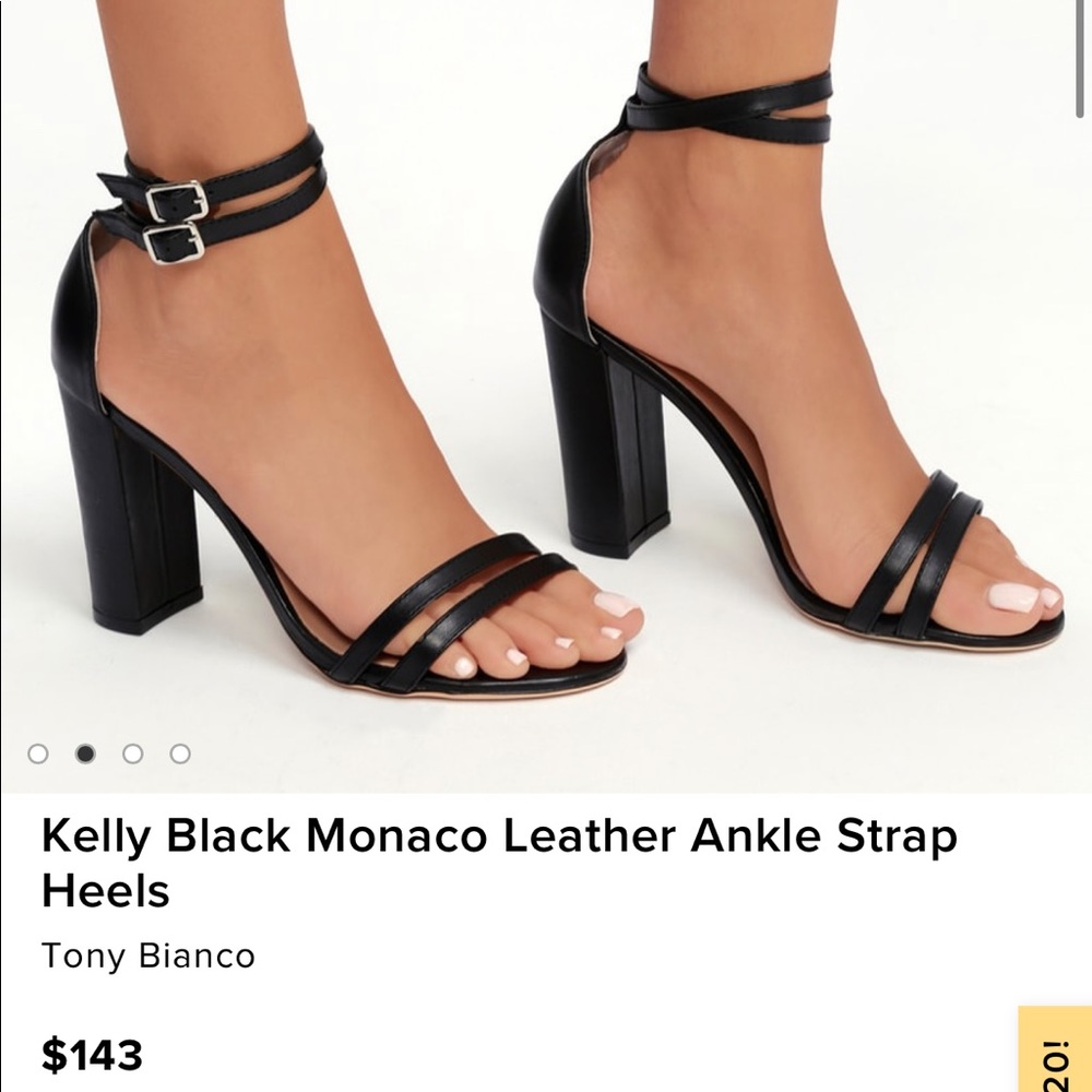 Kelly Black Monaco Leather Ankle Strap Heels - Picture 3 of 4